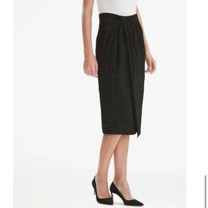 NWOT | Black, faux-wrap skirt in black with pattern
